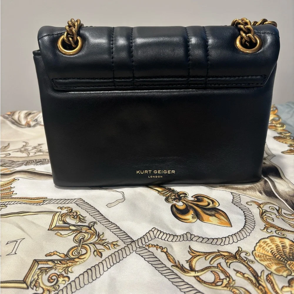 Kurt Geiger Black Quilted Leather Handbag with Gold Hardware, NWOT - Picture 5 of 8